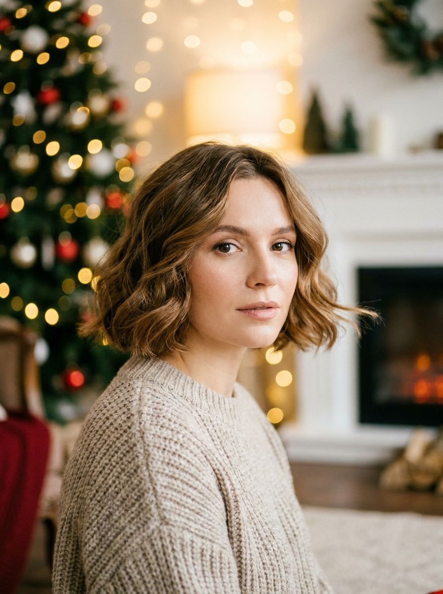 Kurzer Bob mit festlichen Soft Waves - Weihnachtsfrisuren